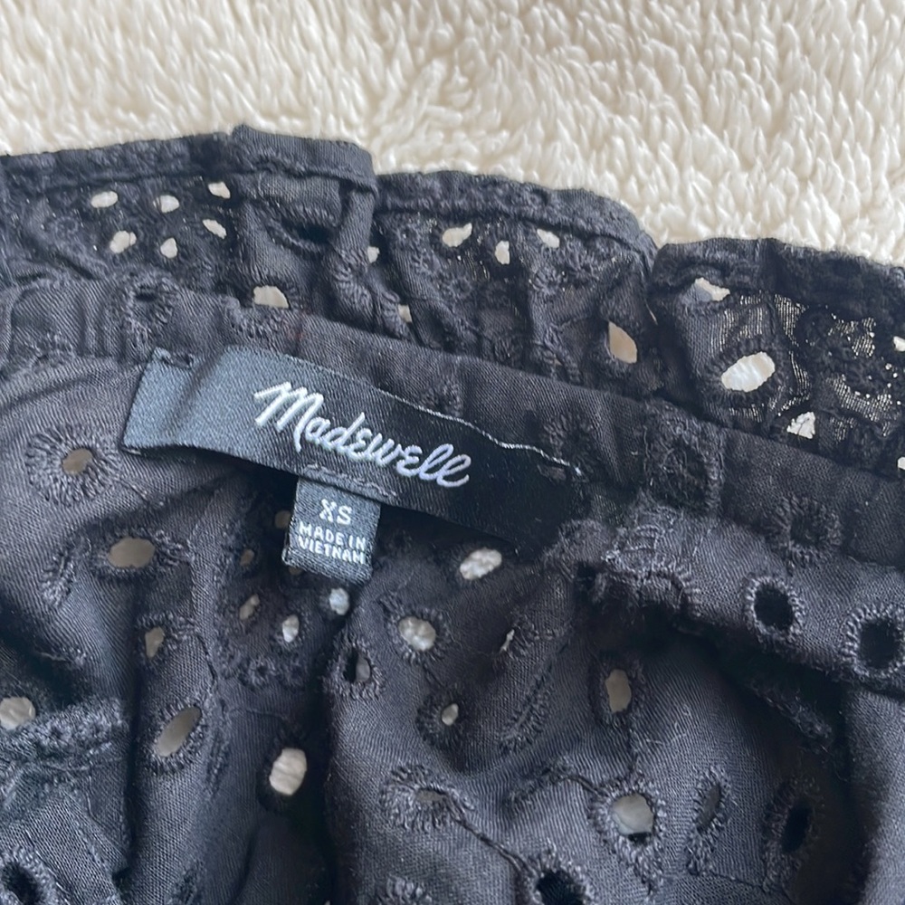 Madewell Eyelet Ruffle Top - Black, XS, NWOT - Picture 7 of 9